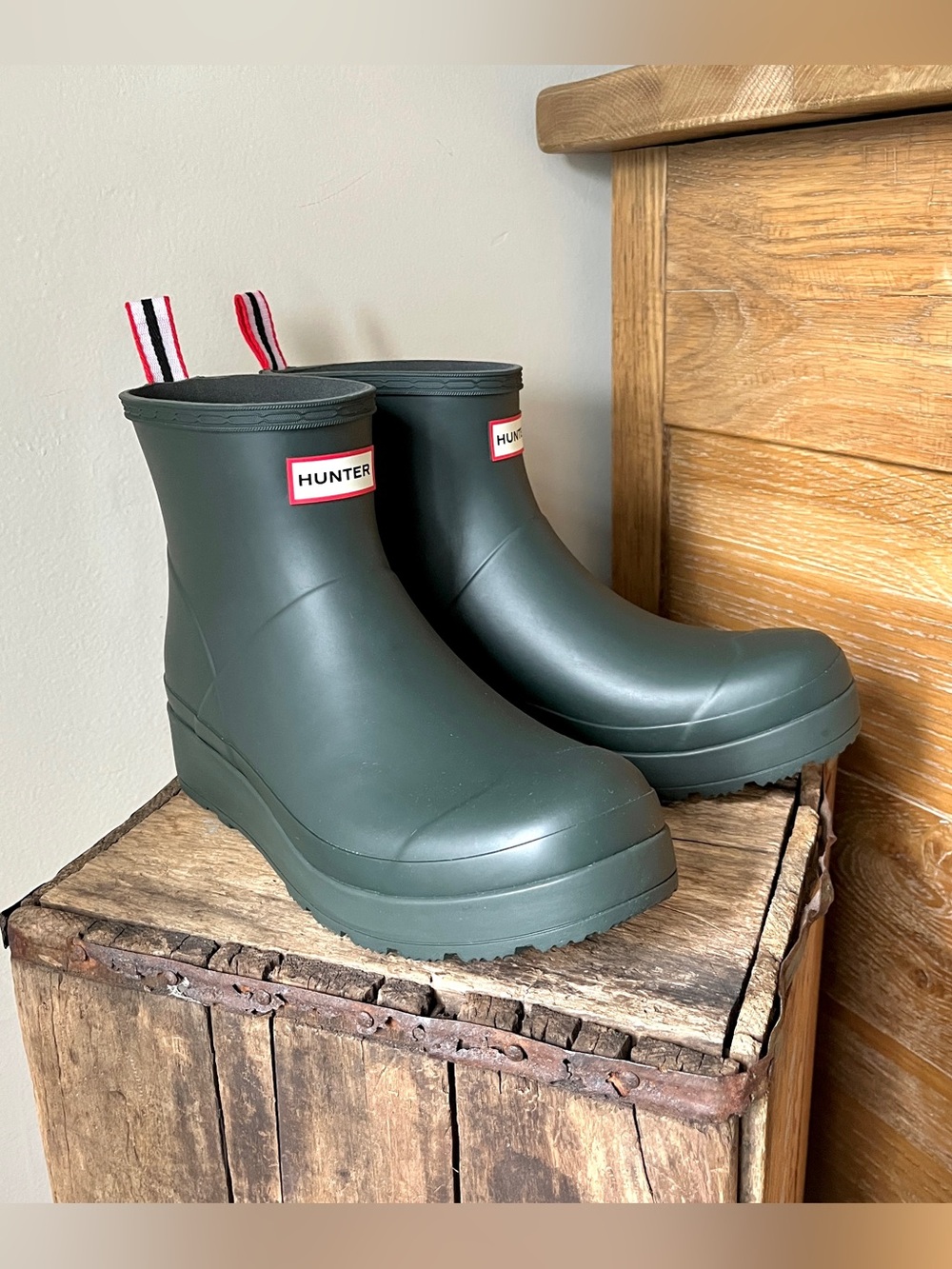 Hunter Womens Original Play Short Rain Boots Arctic Moss Green Size 11